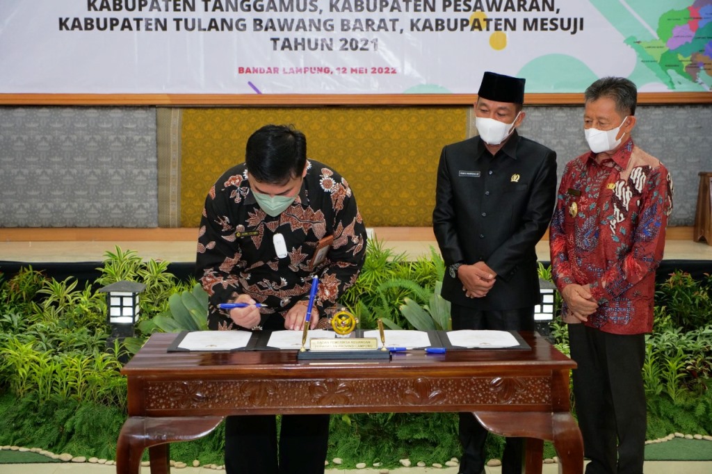 Wabub dan Ketua DPRD Tubaba Menerima LHP atas Laporan Keuangan Daerah Tahun 2021